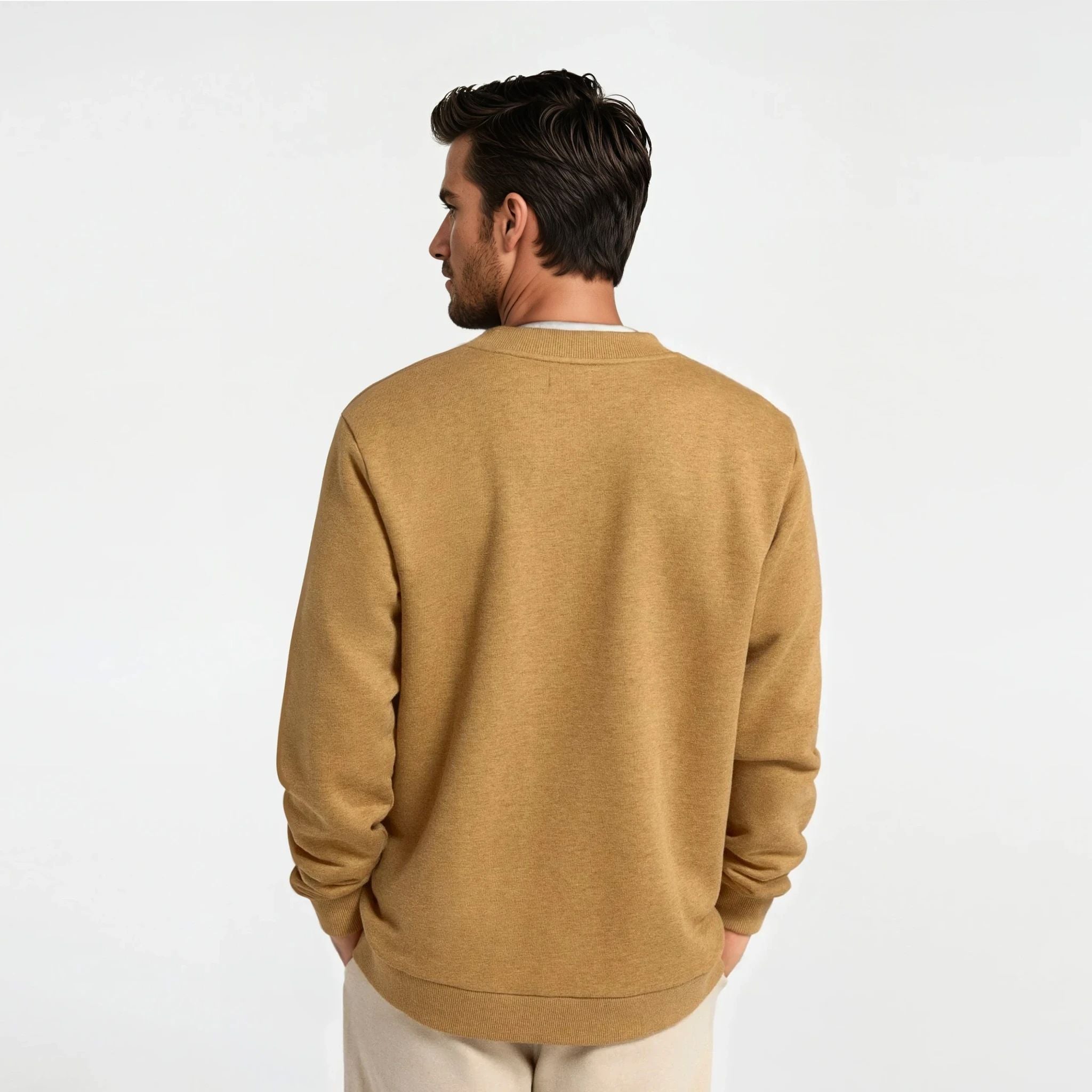 Men's Merino Blend Sweatshirt - Stony Beige Heather - Image 2